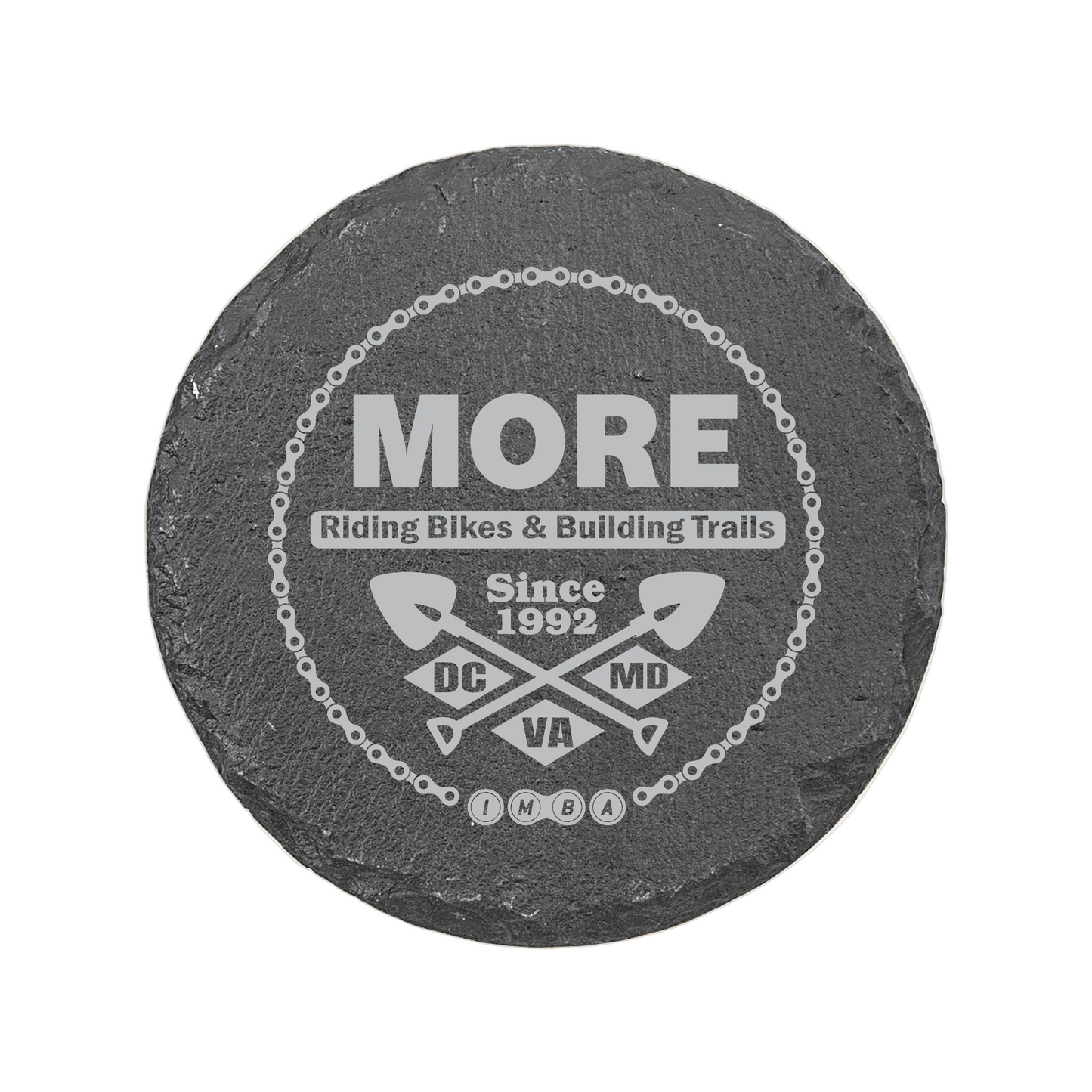 MORE-MTB Engraved Slate Coaster – 4" Round