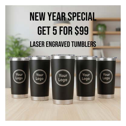 5 Laser Engraved Tumblers for just $99