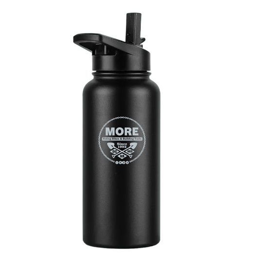 MORE-MTB 32oz Engraved Black Hydro Water Bottle (Straw & Spout Lids)