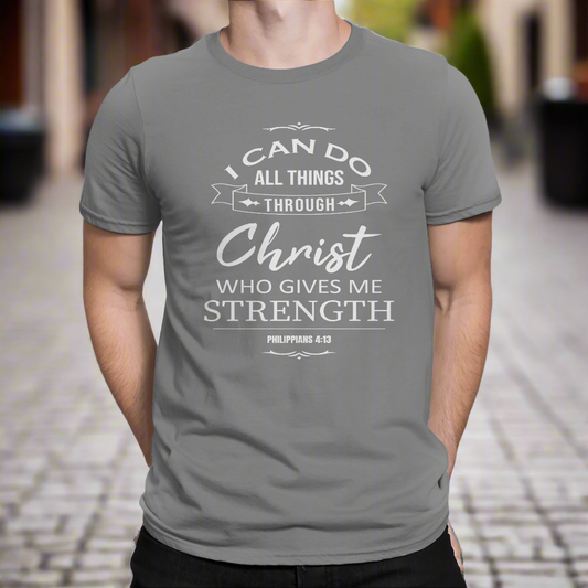 Gray t-shirt with motivational quote on a white background