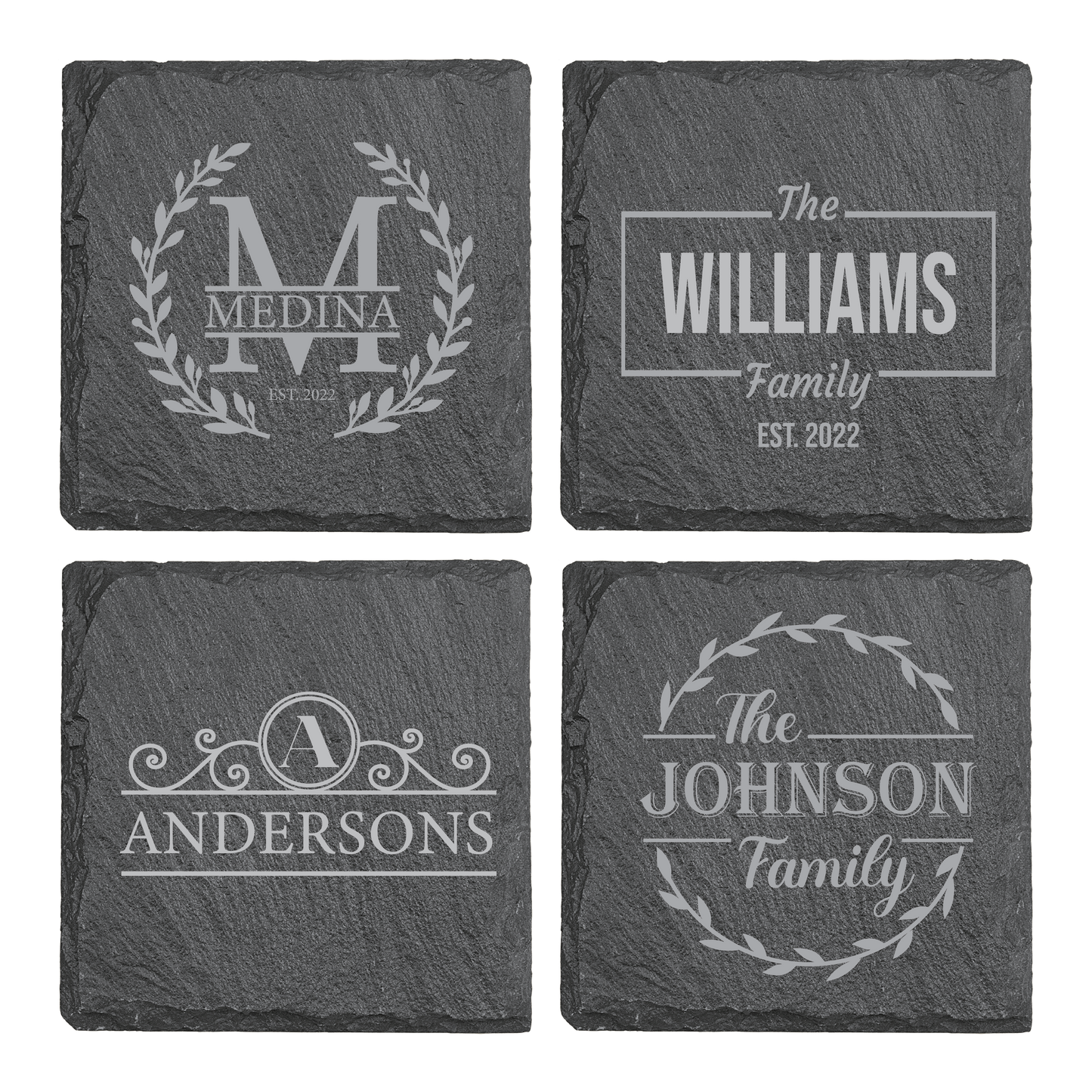 Personalized Family Slate Coaster Set