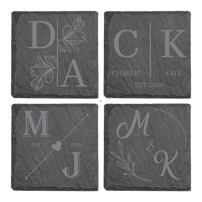 Couples Custom Slate Coaster Set (Set of 4)