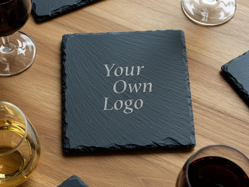 Laser Engraved Custom Square Slate Coasters