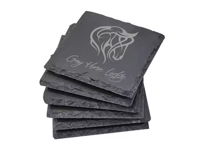 Laser Engraved Custom Square Slate Coasters